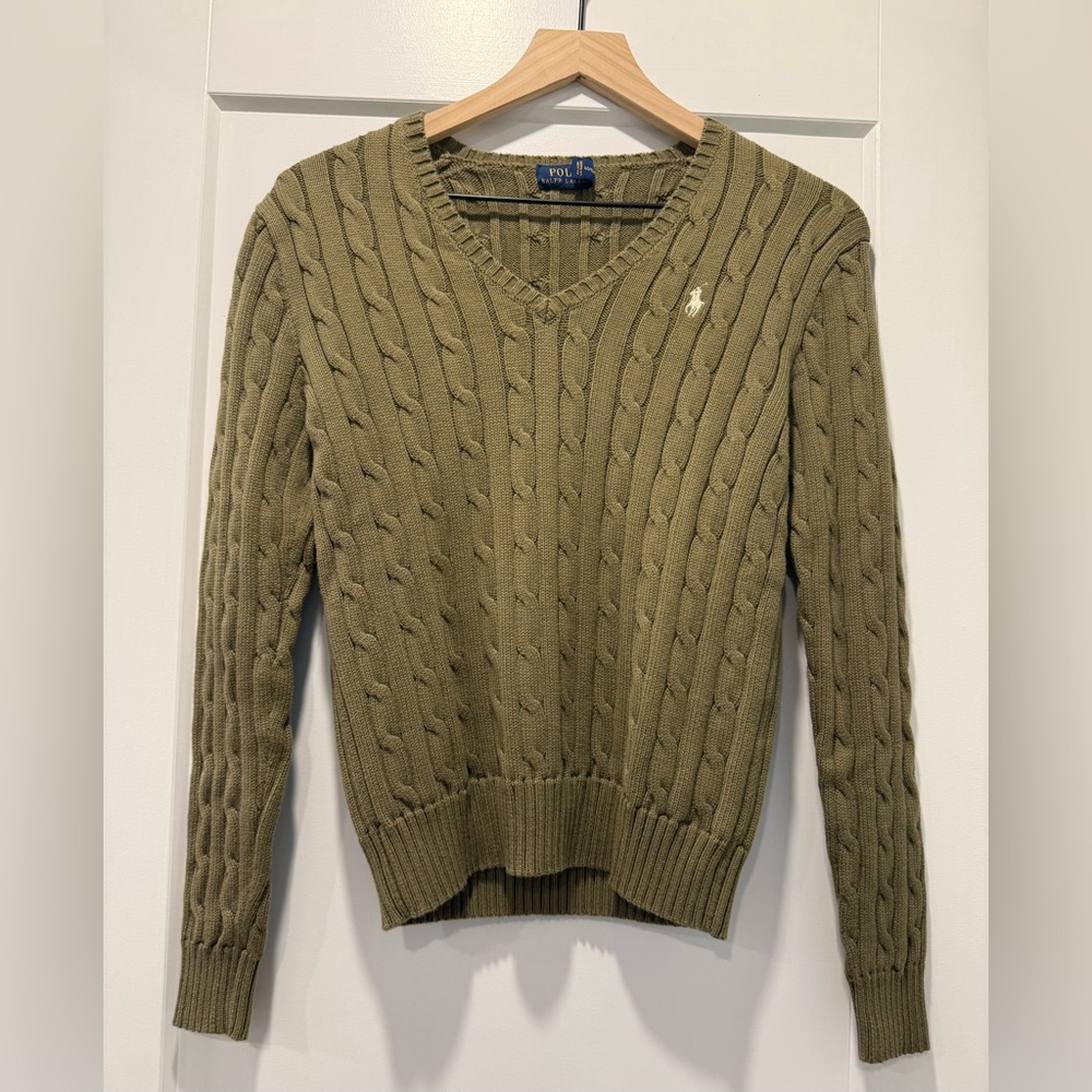 Ralph Lauren Olive V-Neck Sweater